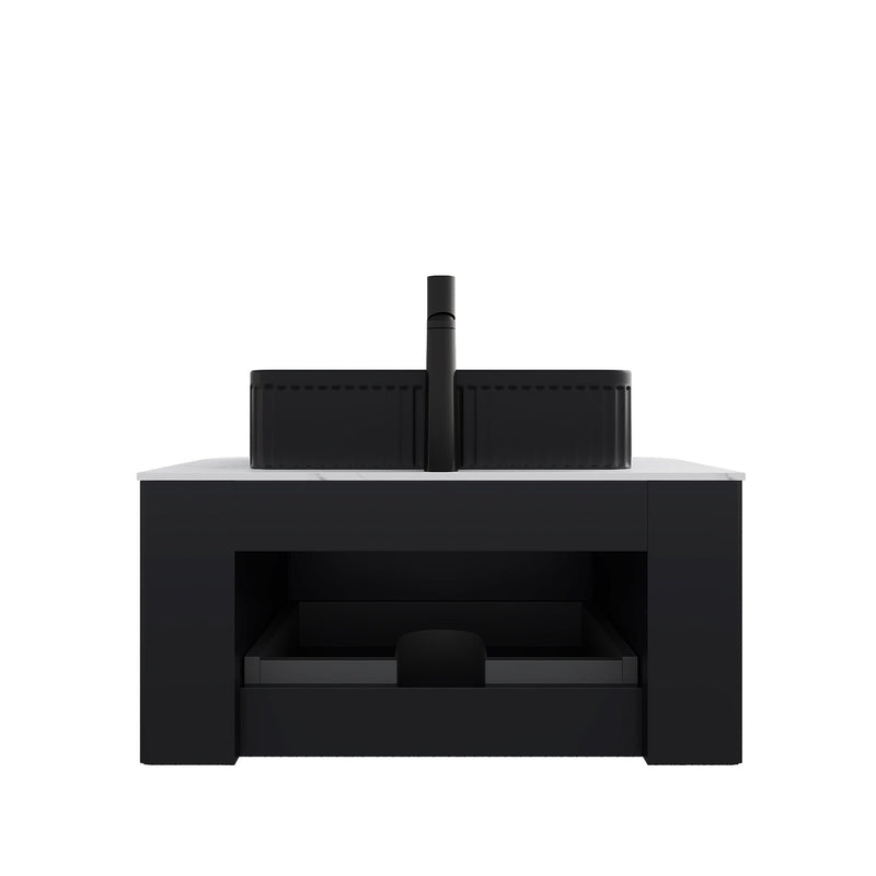 DINA 30" Bathroom Vanity & Sink, Floating Curved Edges Storage Cabinet by HouseOfZazla
