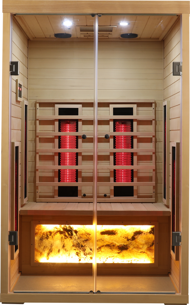 Two Person Hemlock Wood Far-Infrared Sauna Room with Far-Infrared Heating Panels - Natural, photo 2 of 4