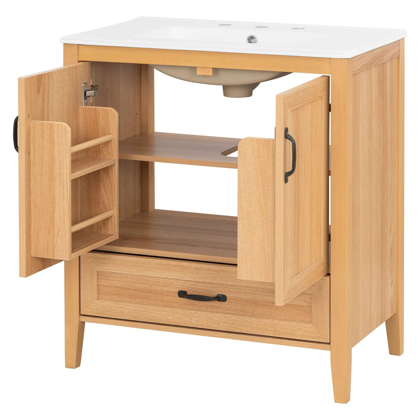 Elegant Fluted Bathroom Vanity With Sink, Soft Close Doors & Drawer by HouseOfZazla