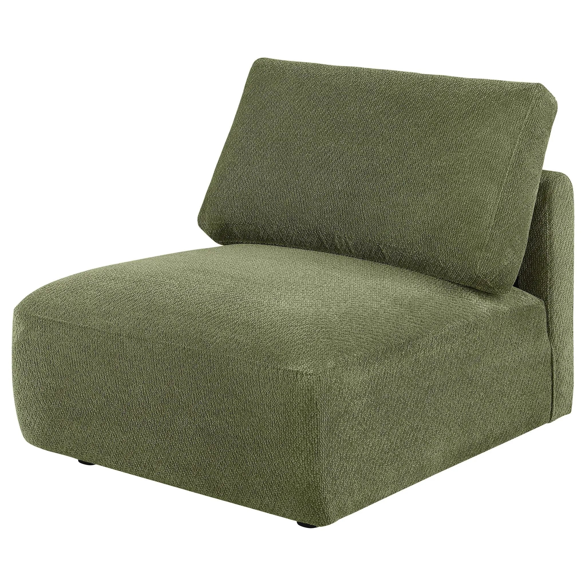 Elysia Chenille Upholstered Modular Armless Chair Green by Unique Piece Furniture
