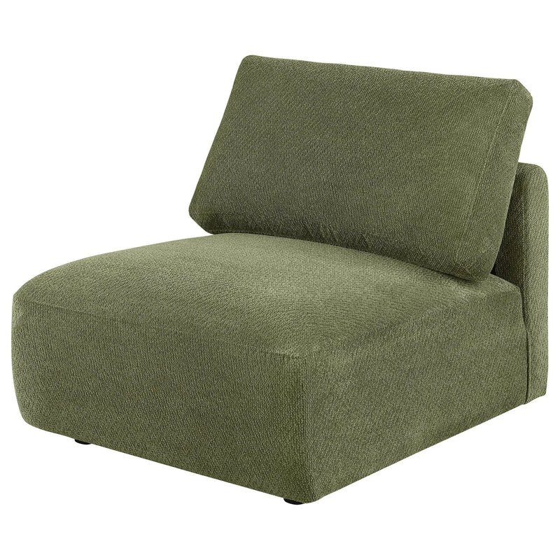 Elysia Chenille Upholstered Modular Armless Chair Green by Unique Piece Furniture