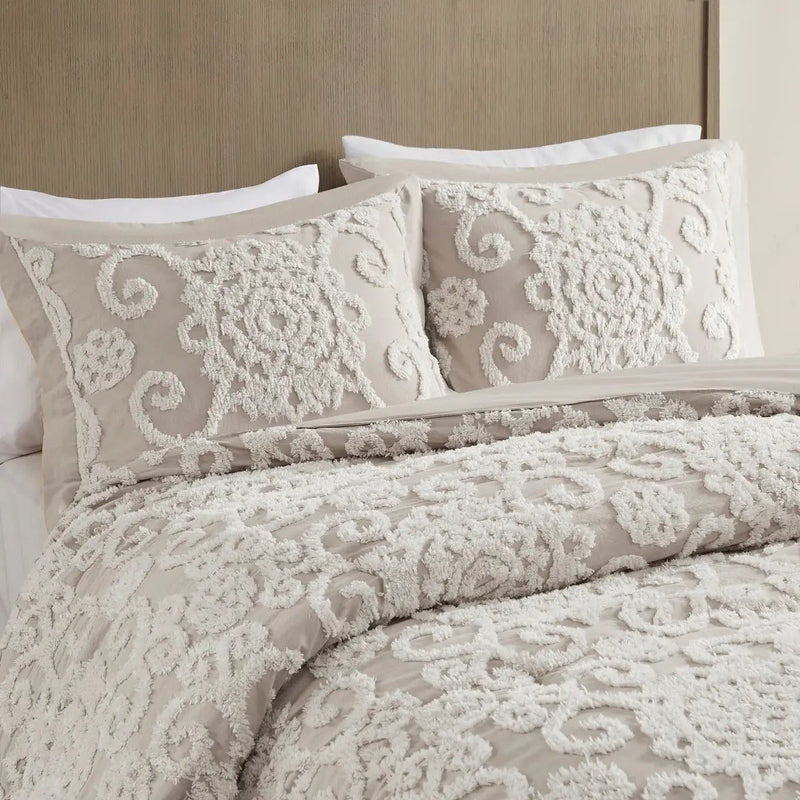 Cotton Comforter Mini Set Taupe King by HouseOfZazla