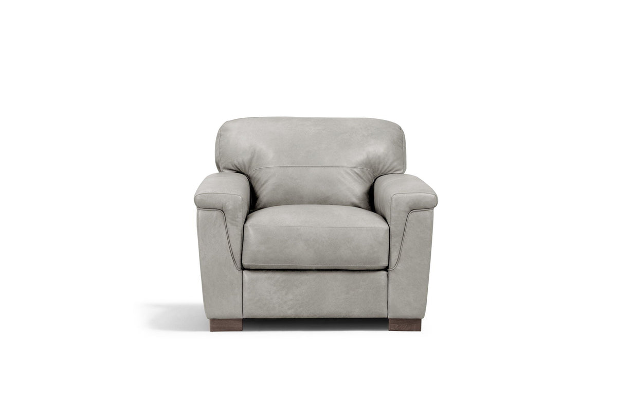 Gray Leather Arm Chair Cornelia with Sturdy Wood Frame - Gray