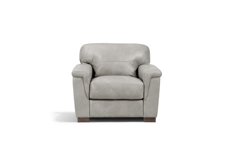 Gray Leather Arm Chair Cornelia with Sturdy Wood Frame - Gray