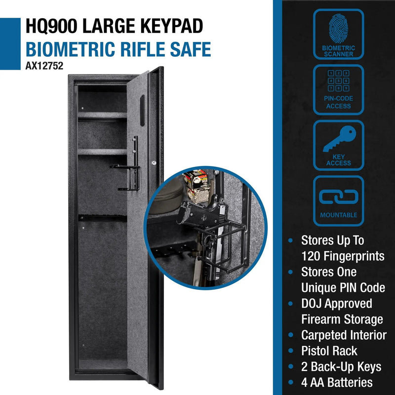 4.33 Cu Ft Biometric Keypad Rifle Safe - Black by HouseOfZazla