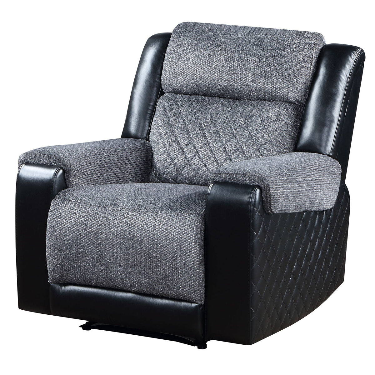 Gray Recliner Chair with Manual Recline and Plush Polyester Upholstery - Alicia, photo 3 of 6