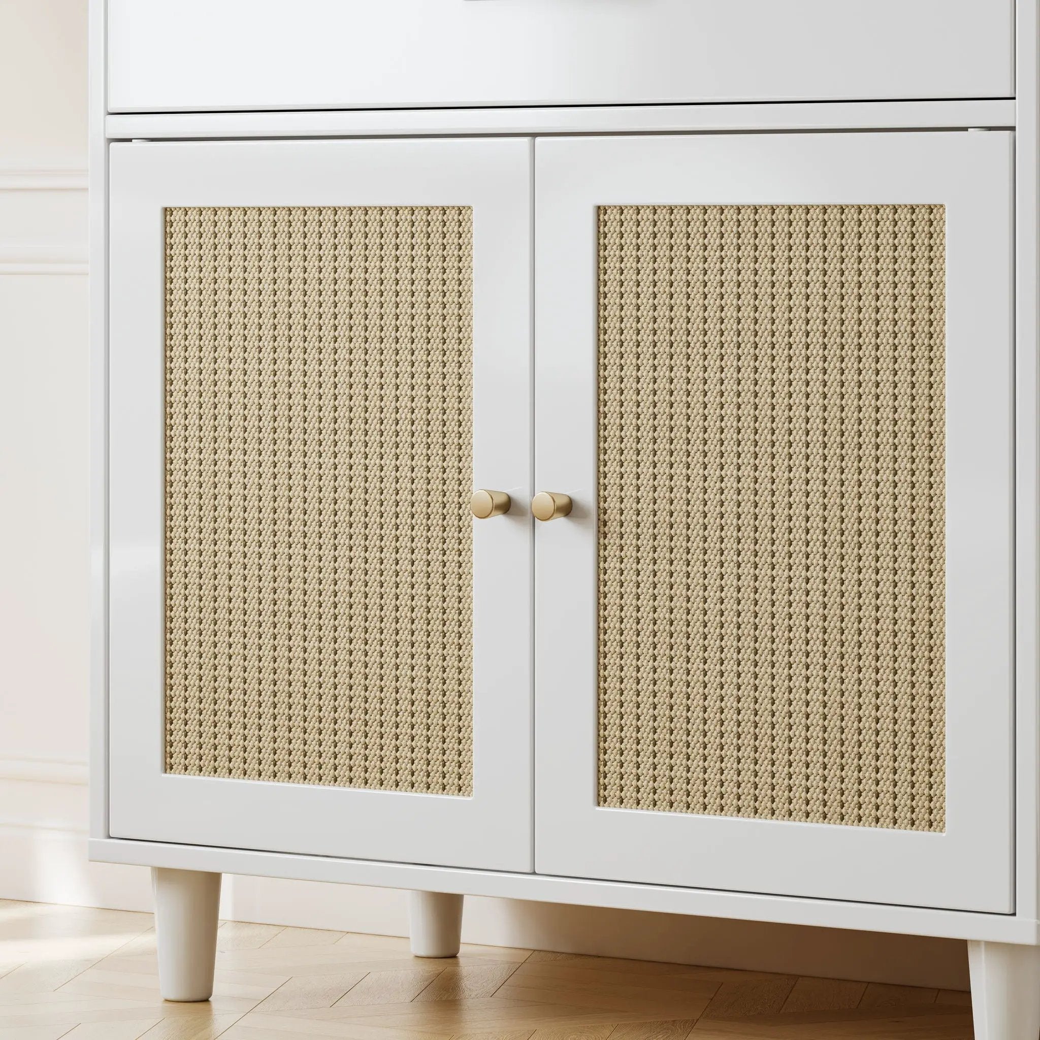 Cat Litter Box Enclosure With Scratch Pad, Hidden Litter Box Furniture, Wooden Pet House Sideboard, Storage Cabinet, Fit Most Cat And Litter Box, For Living Room Bedroom Office - White / Light Brown by HouseOfZazla