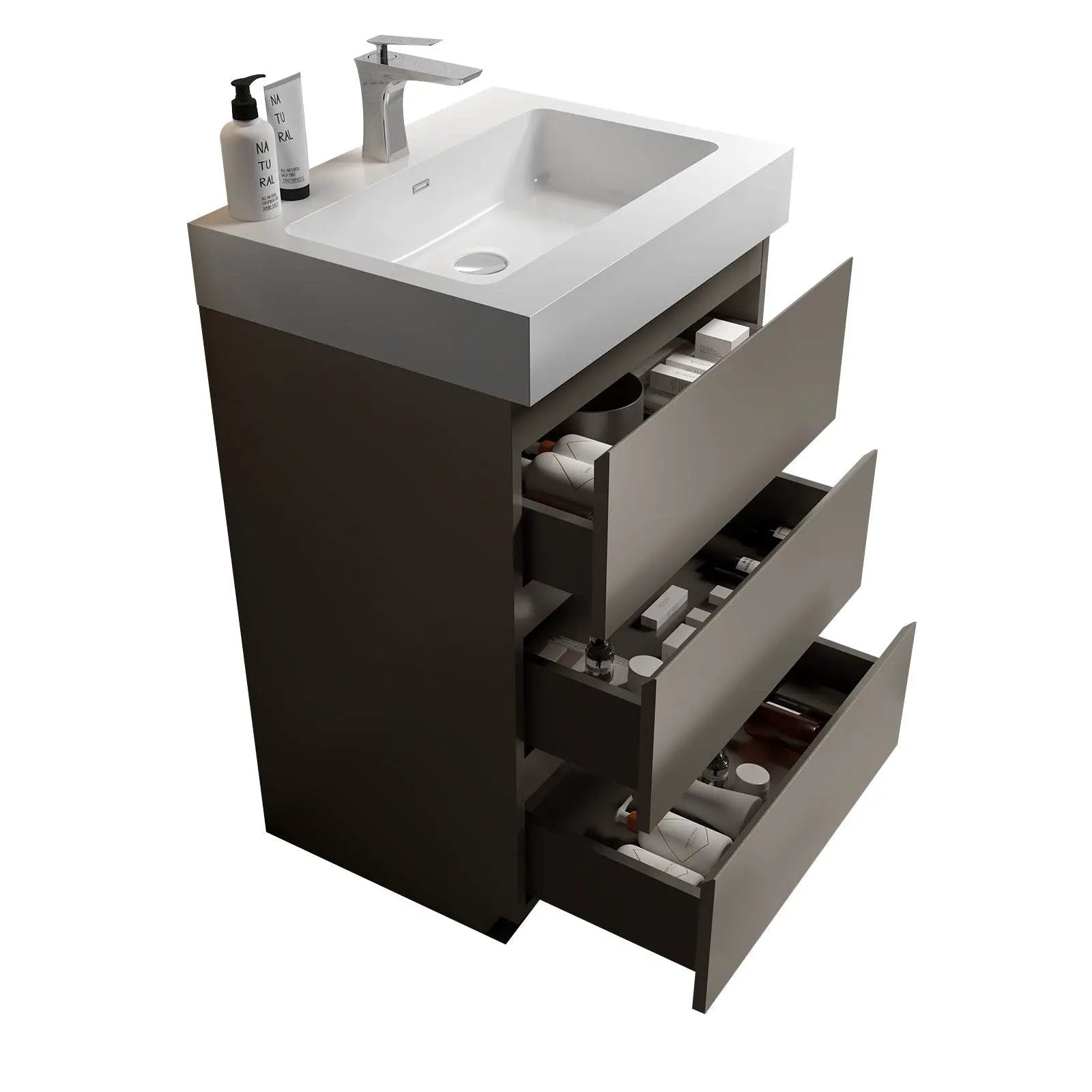 Alice - Bathroom Vanity With Sink, Large Storage Freestanding Bathroom Vanity For Modern Bathroom, One-Piece Sink Basin Without Drain And Faucet by Unique Piece Furniture