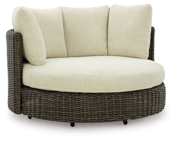 Kimora - Swivel Lounge Chair With Cushion - Beige / Dark Brown