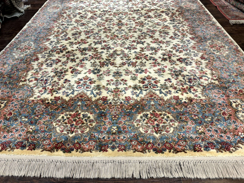8.8 x 12 Karastan Rug #788 Ivory Kirman, Wool Vintage Original 700 Series by Jewel Rugs