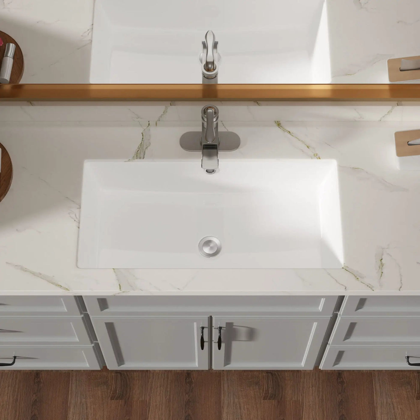 Modern Rectangular Undermount Bathroom Sink With Overflow Ceramic by HouseOfZazla