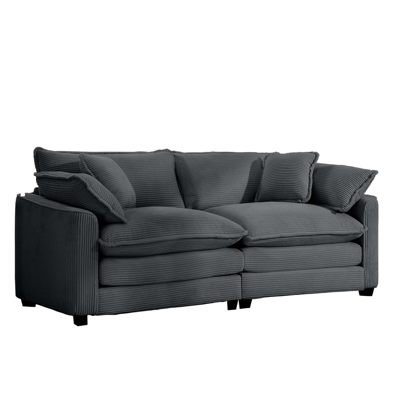 Modern 2 Seater With 4 Pillows, Upholstered Deep Seating Loveseat by Unique Piece Furniture