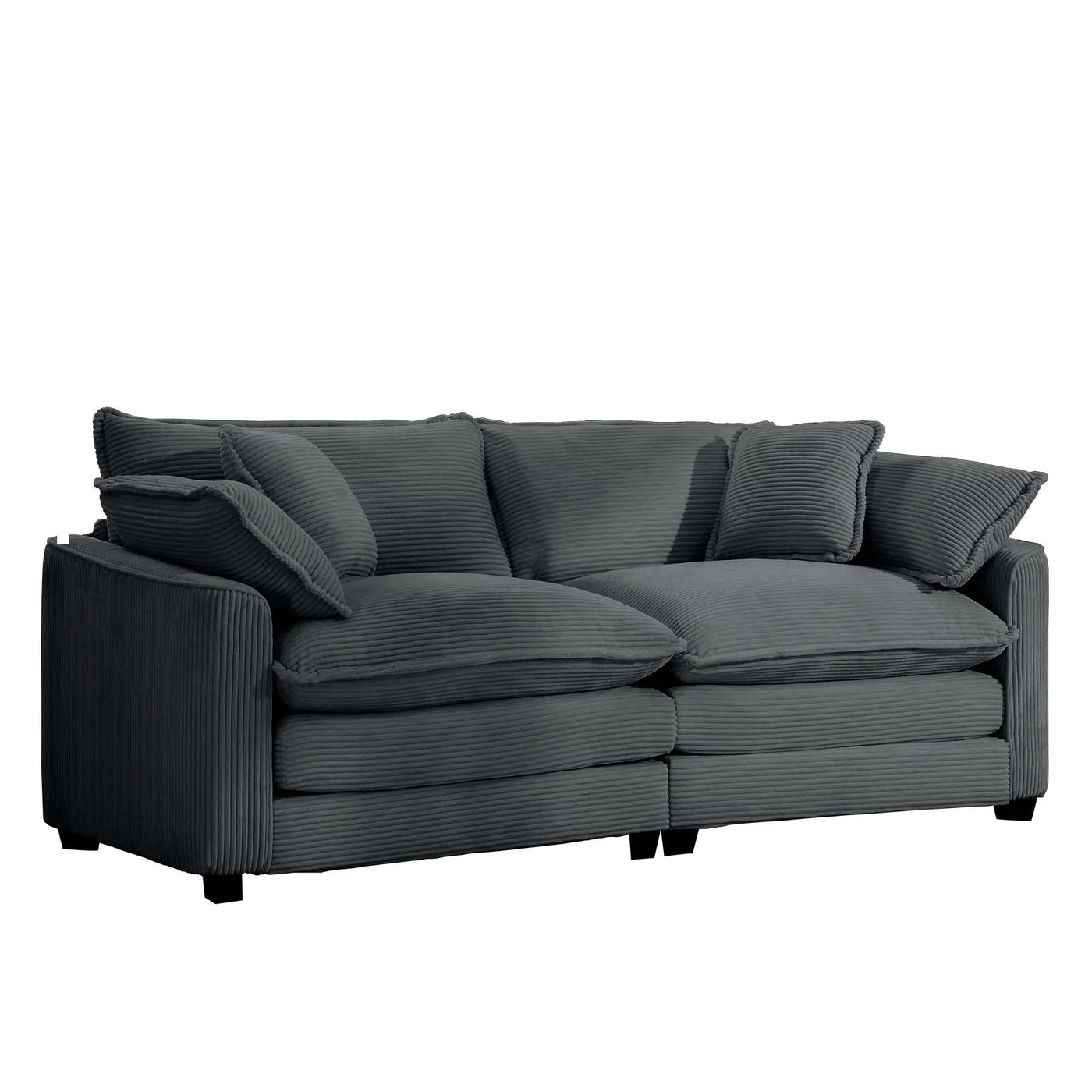 Modern 2 Seater With 4 Pillows, Upholstered Deep Seating Loveseat by HouseOfZazla
