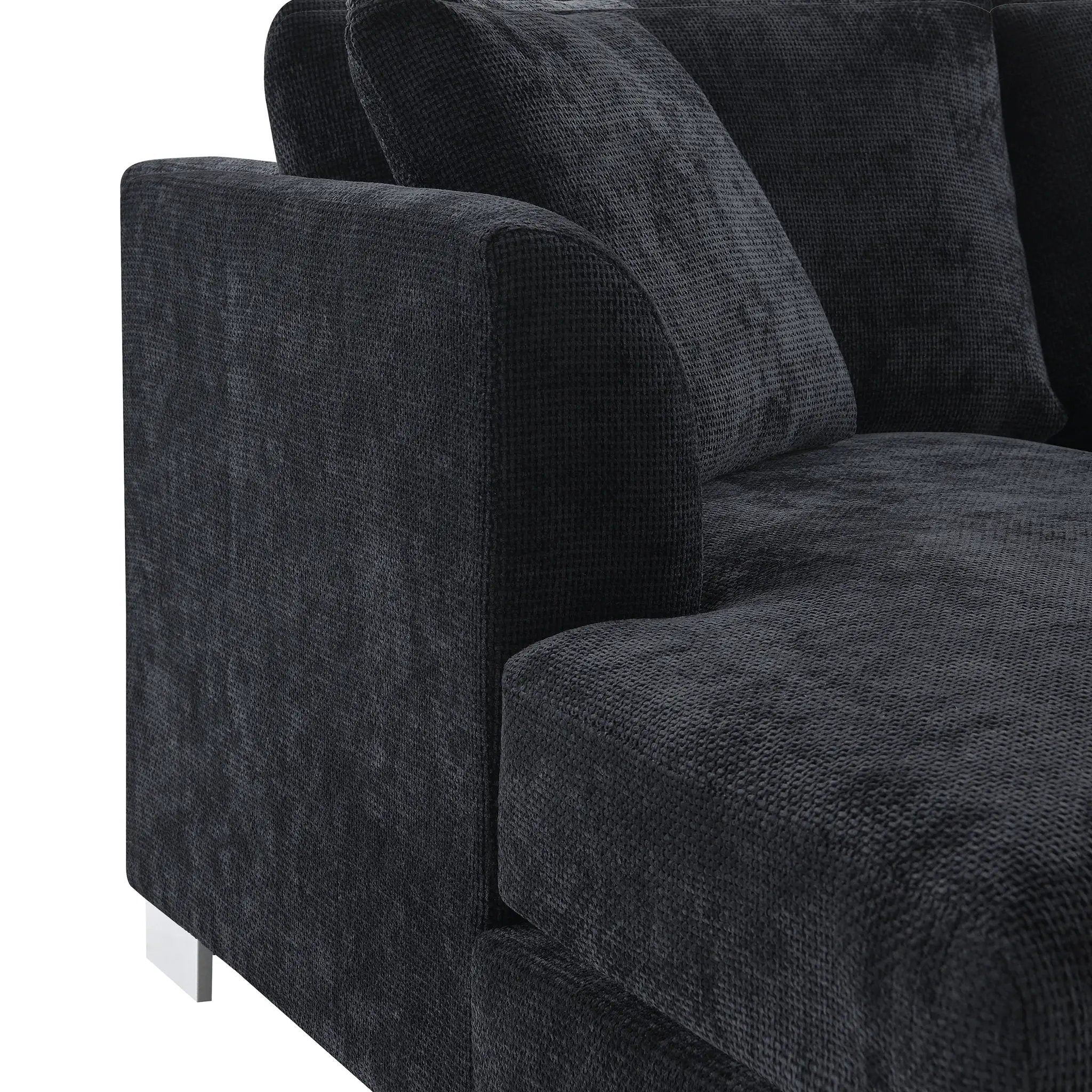 Modern Cloud Sectional Sofa L Shaped Luxury Couch Set With 2 Free Pillows 4 Seat With Oversized Chaise by HouseOfZazla