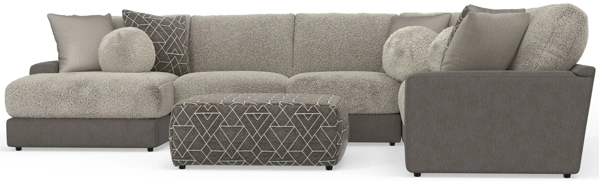 Canyon - 4 Piece Sectional With Cuddler Seat Cushions, Included Accent Pillows And Cocktail Ottoman (Left Side Facing Chaise) - Umber by Unique Piece Furniture