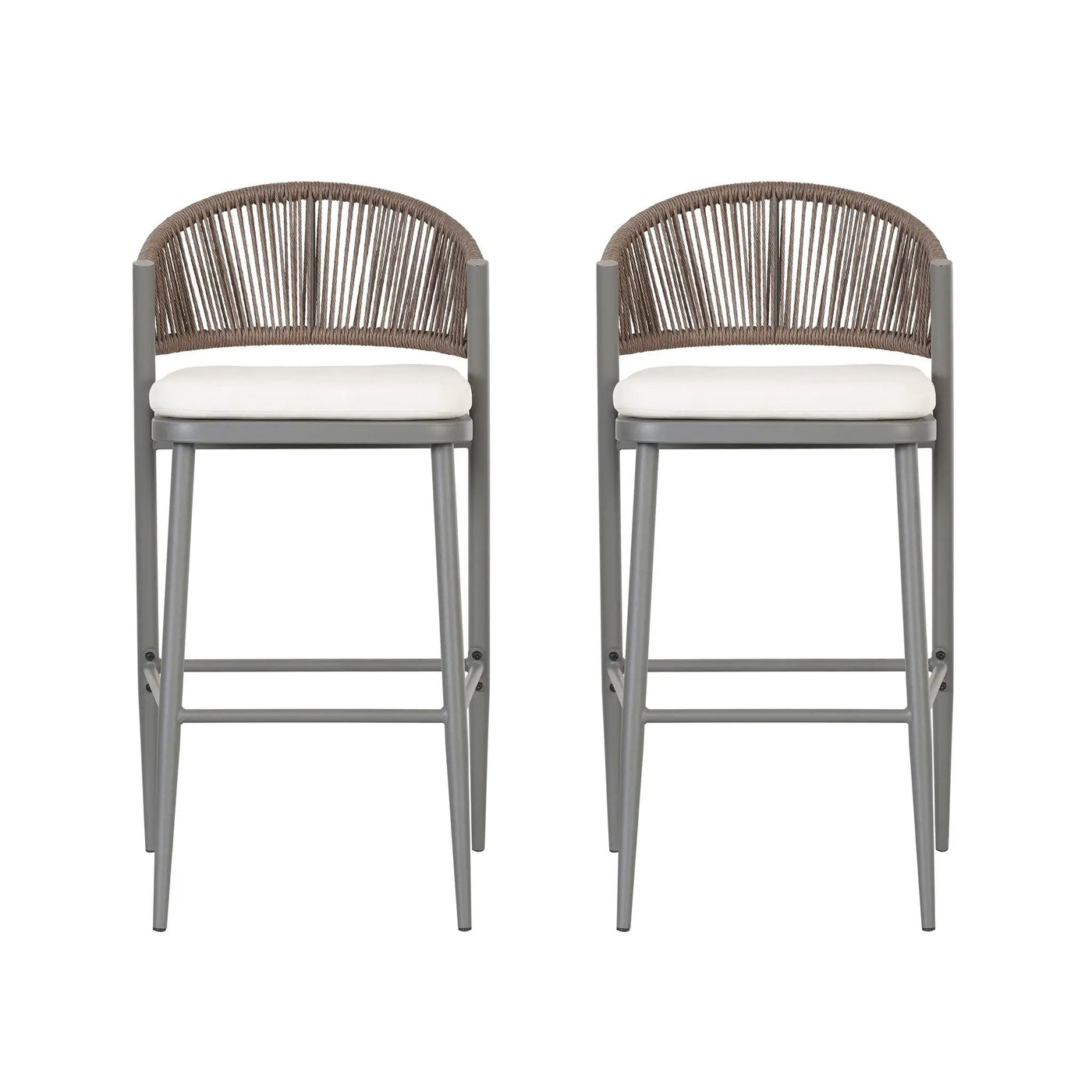 Outdoor Bar Height Metal Frame Counter Stools with Scallop-Shaped Backrest & Water-Resistant Cushions by HouseOfZazla