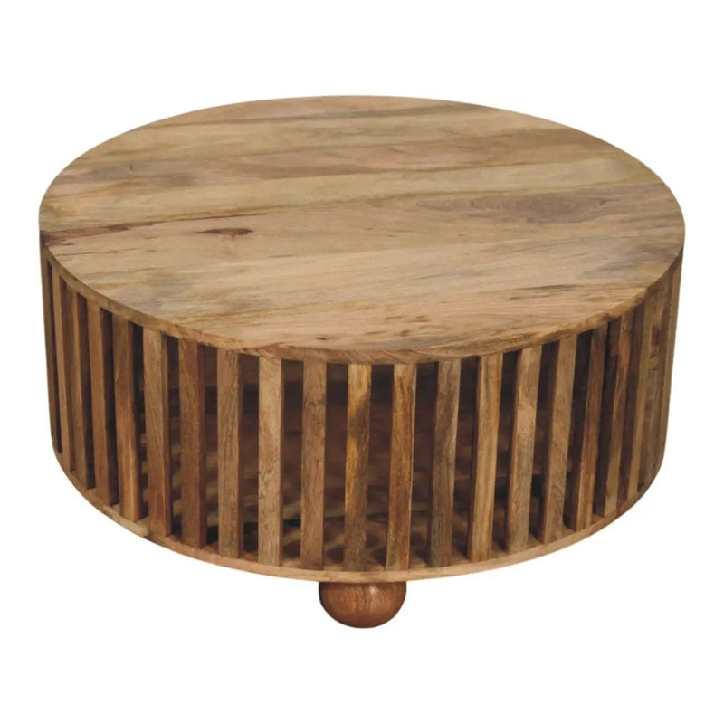 Slatted Round Coffee Table - Beige by HouseOfZazla