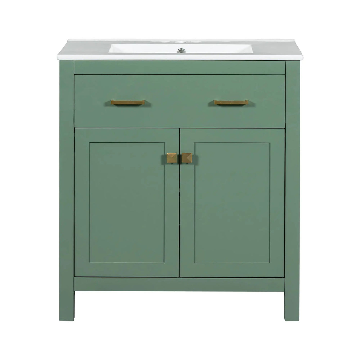 Bathroom Vanity With Ceramic Sink, Modern Single Bathroom Cabinet With 2 Doors And A Shelf, Soft Close Doors by HouseOfZazla