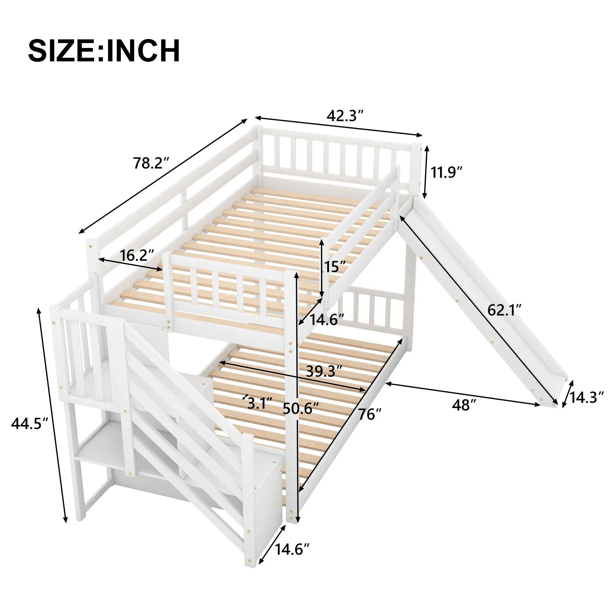 Bunk Bed With Convertible Slide And Stairway by Unique Piece Furniture