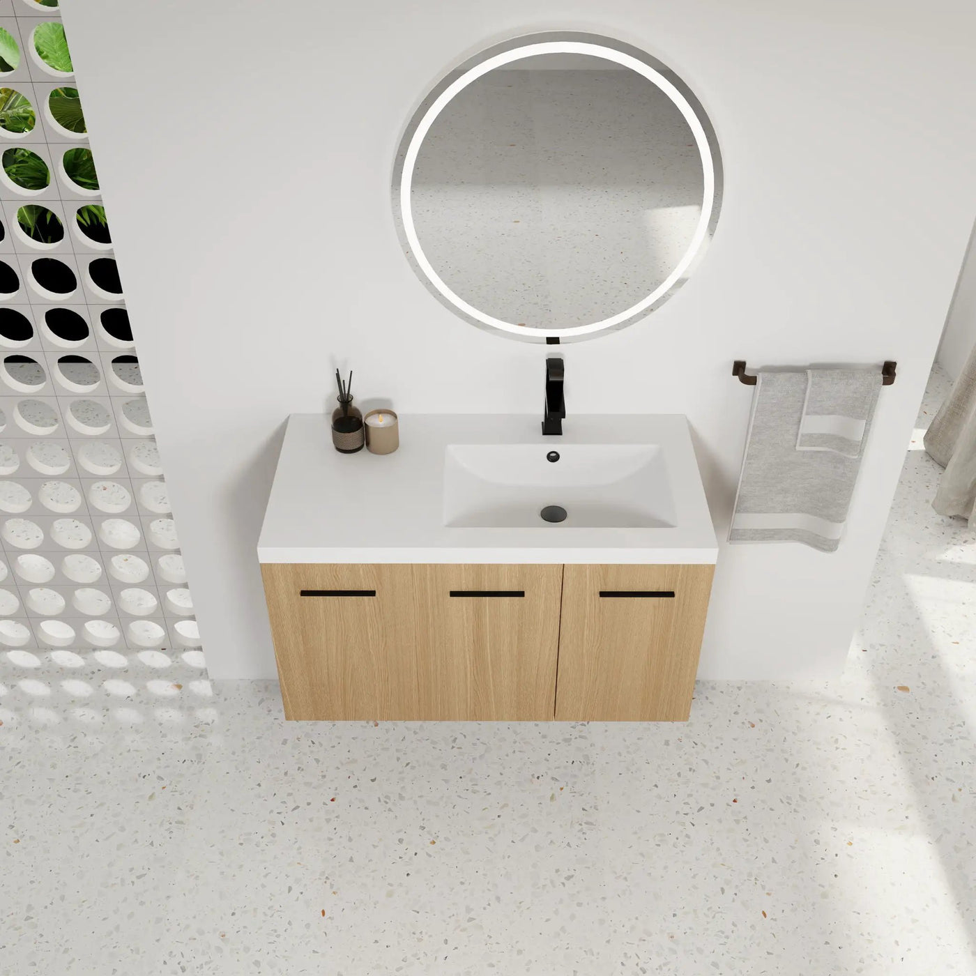 Wall Mounted Floating Bathroom Vanity With Sink, 3 Door Modular Cabinet by Unique Piece Furniture