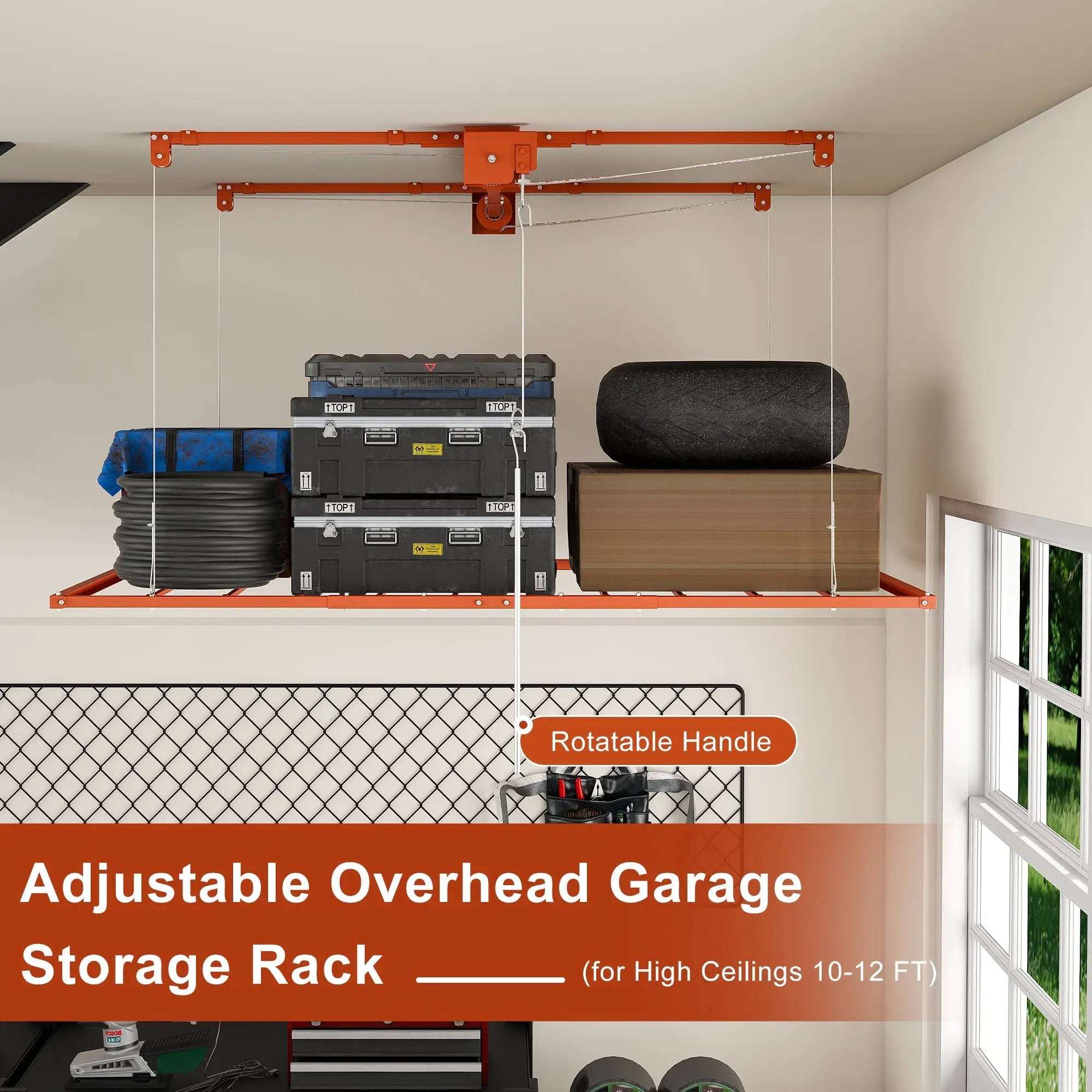 Orange Overhead Garage Storage Rack 3x6 FT by HouseOfZazla