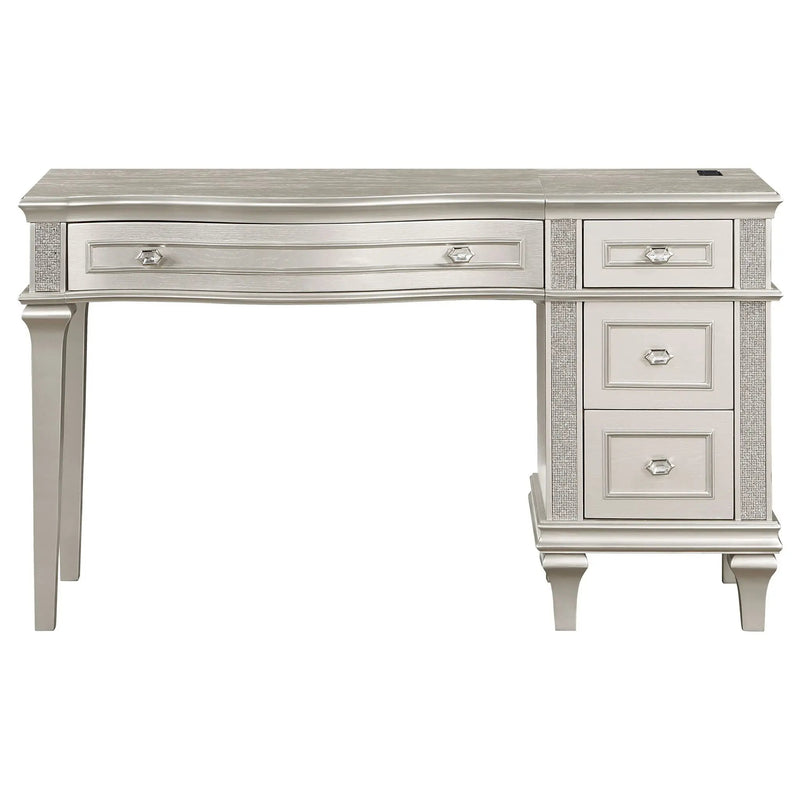 Colwood - 4 Drawer Vanity Desk With And Built In Charging - Silver Gray by HouseOfZazla