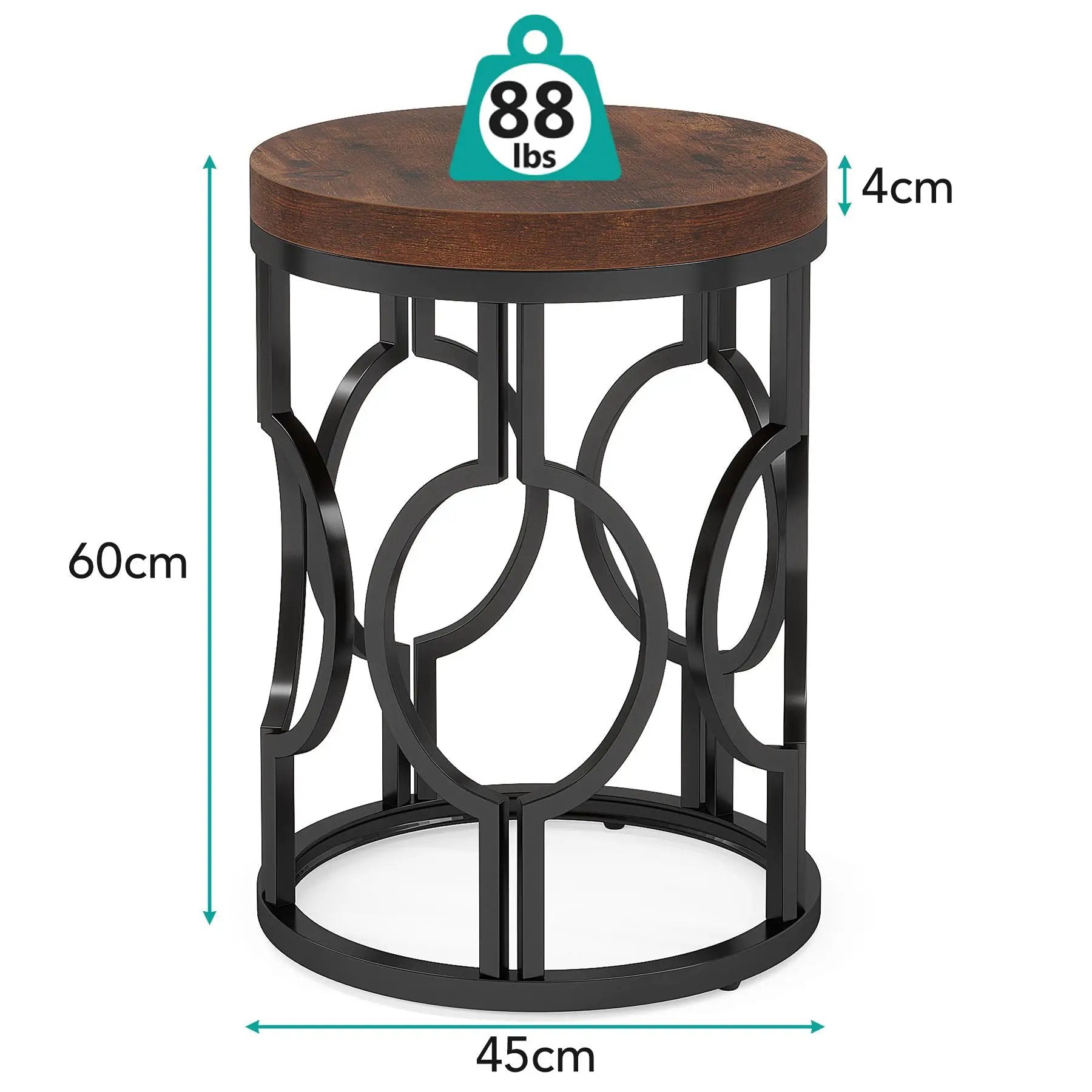 Round End Table Nightstand For Living - Brown / Black by HouseOfZazla