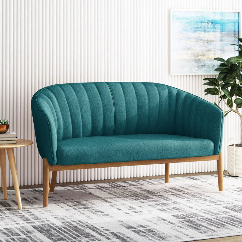 Mid Century Modern Loveseat With Channel Stitched Backrest by HouseOfZazla