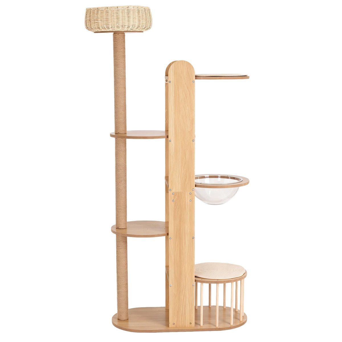 Multi-Level Wood Cat Tree Tower with Sisal Scratching Post - Natural Wood, photo 8 of 8