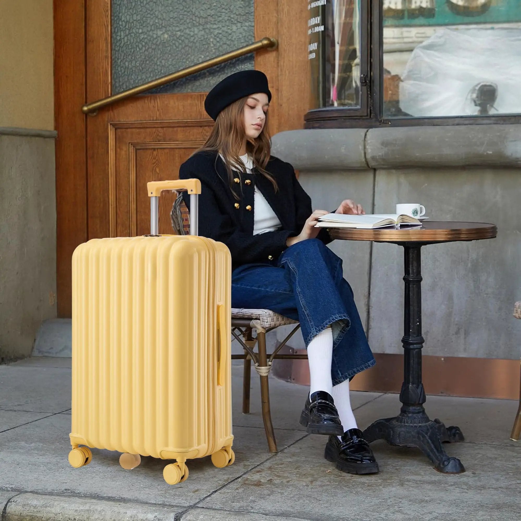 20" / 24" / 28" 3 Pieces / Set Spinner Wheel Luggage, Carry On Suitcase, With Cup Holder & USB Port & Phone Holder by HouseOfZazla