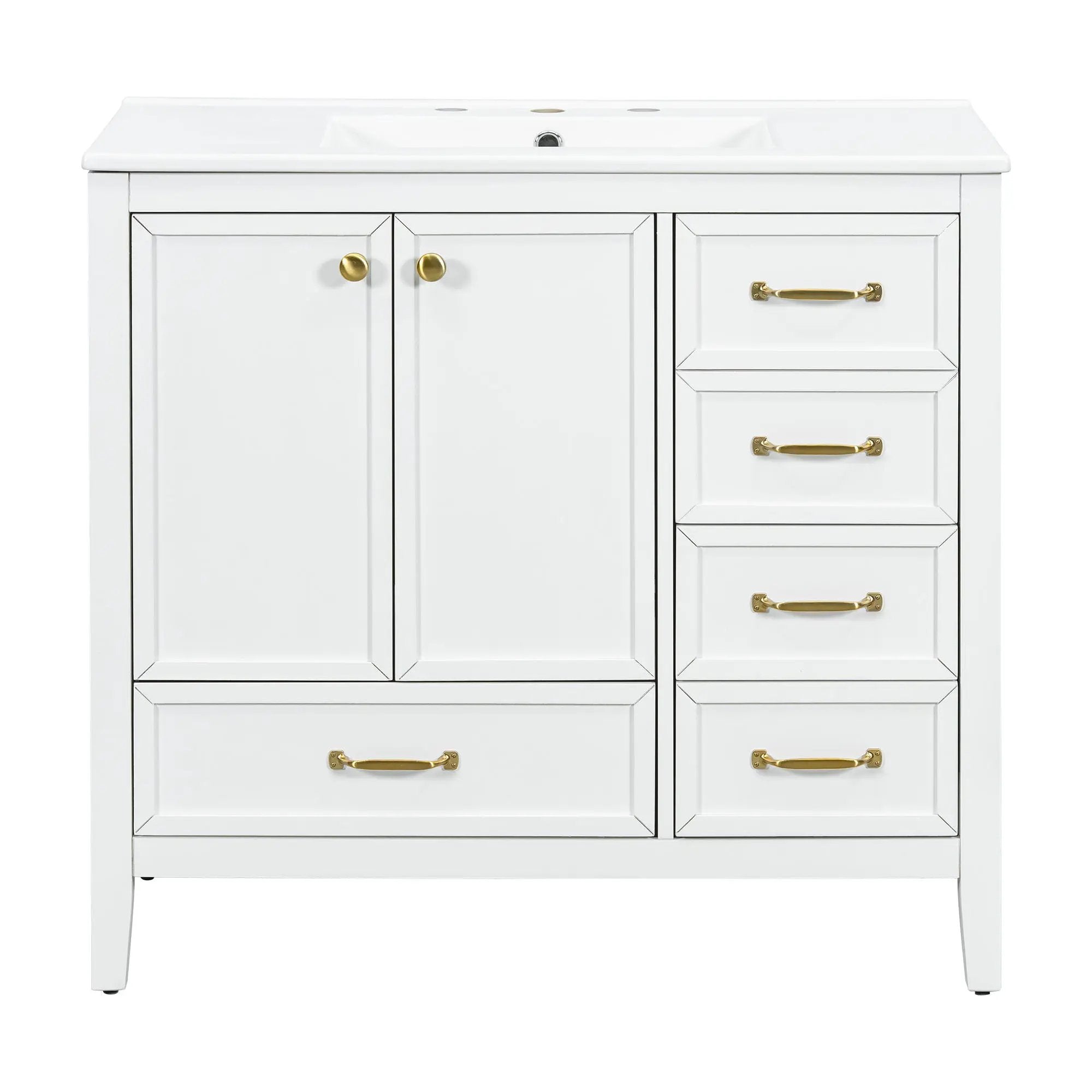 Elegant Vintage Bathroom Vanity With Sink and Soft Closing Drawers by HouseOfZazla