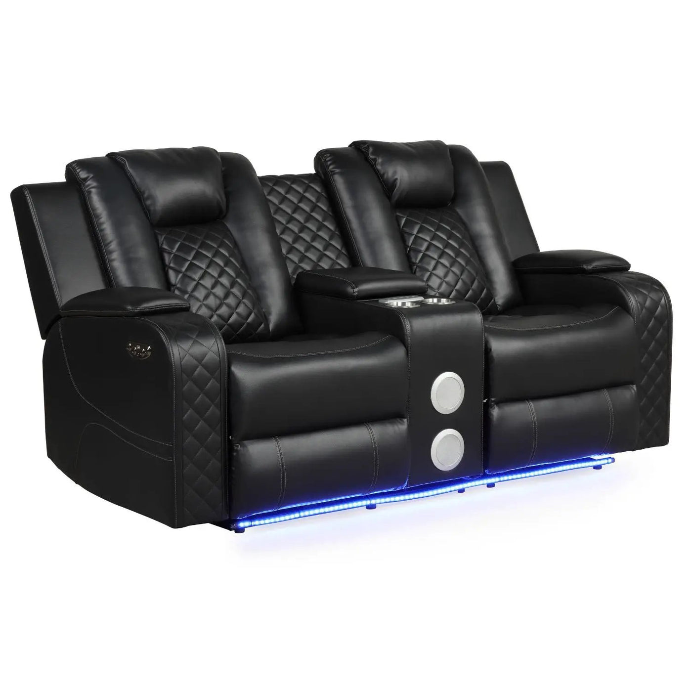 Benz - Power Reclining Loveseat & LED Lighting And Built In USB by HouseOfZazla