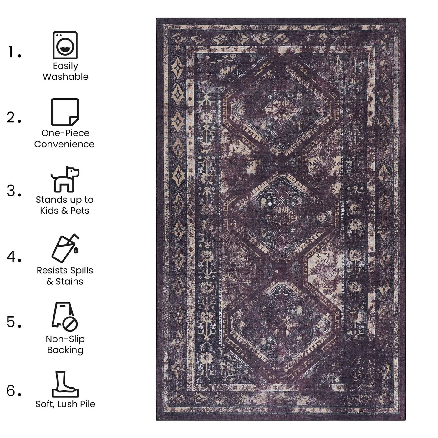 Maval - Trendy Washable Area Rug by HouseOfZazla