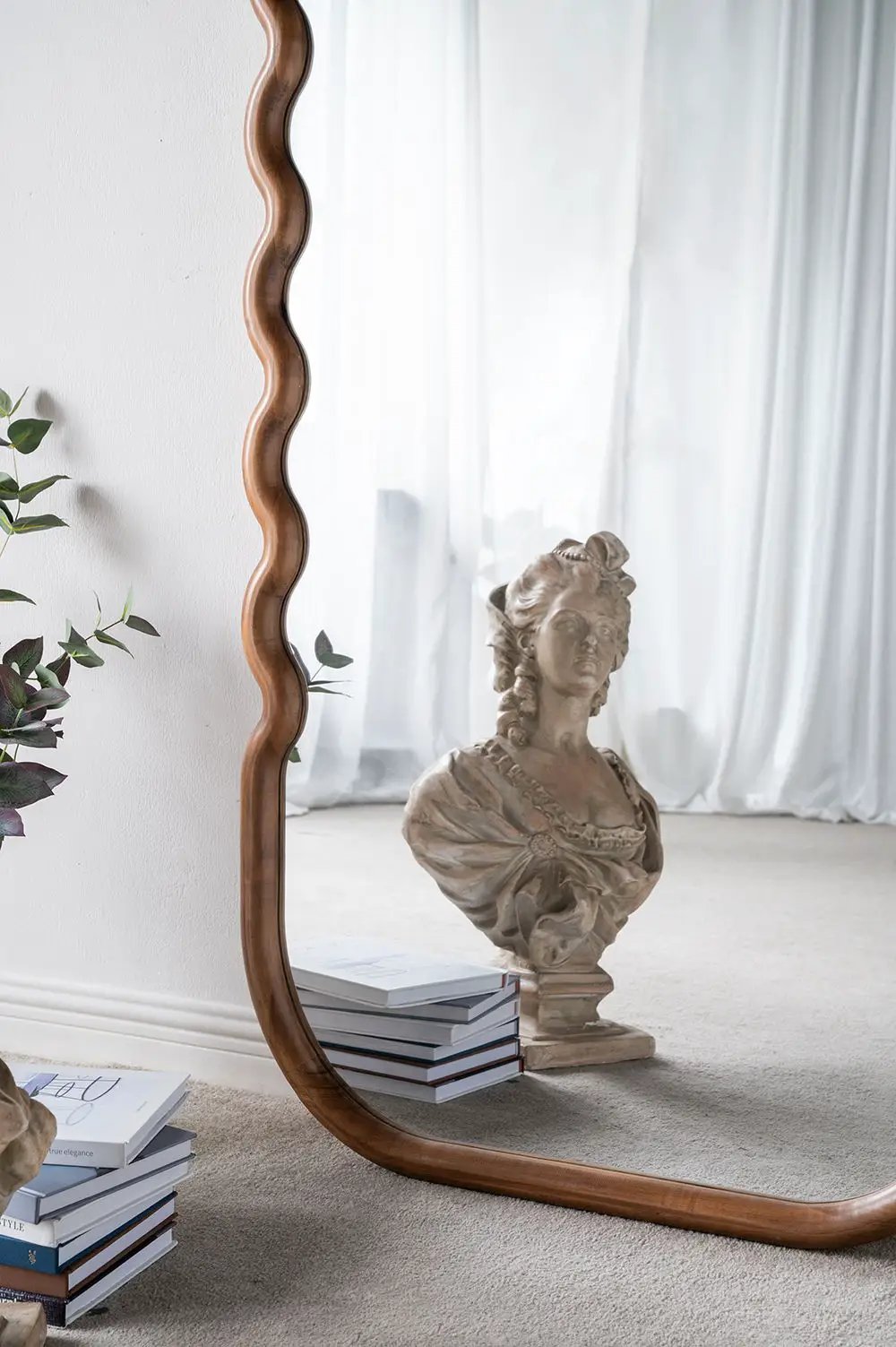 Oversized Wooden Floor Mirror With Unique Frame - Brown by Unique Piece Furniture