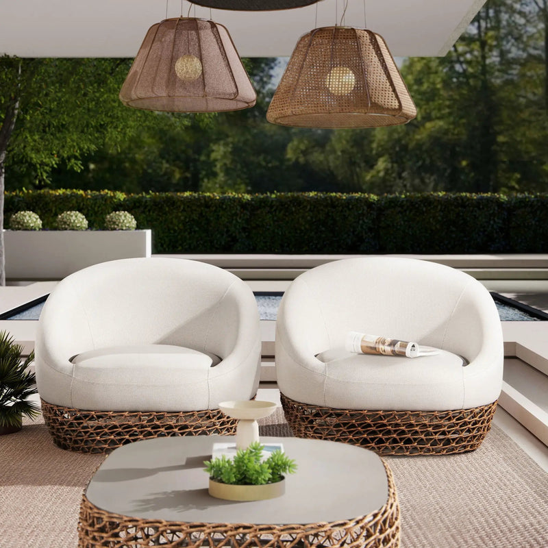 Willow - Upholstered Patio Deep Seating Armchair, Wicker Frame by Unique Piece Furniture
