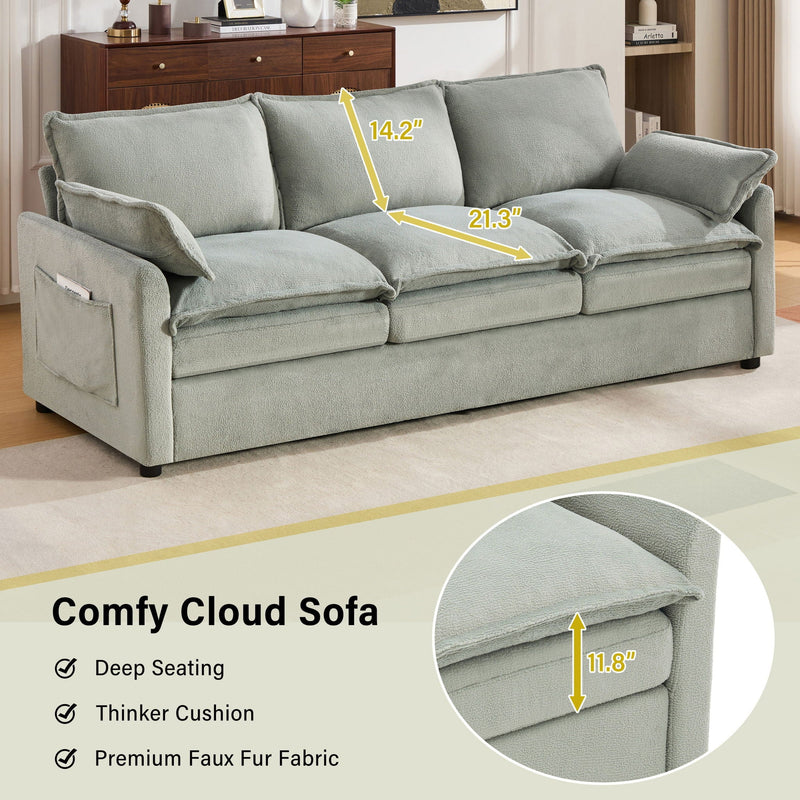 Modern 3 Seater Sofa With Side Storage Pockets For Living Room by HouseOfZazla