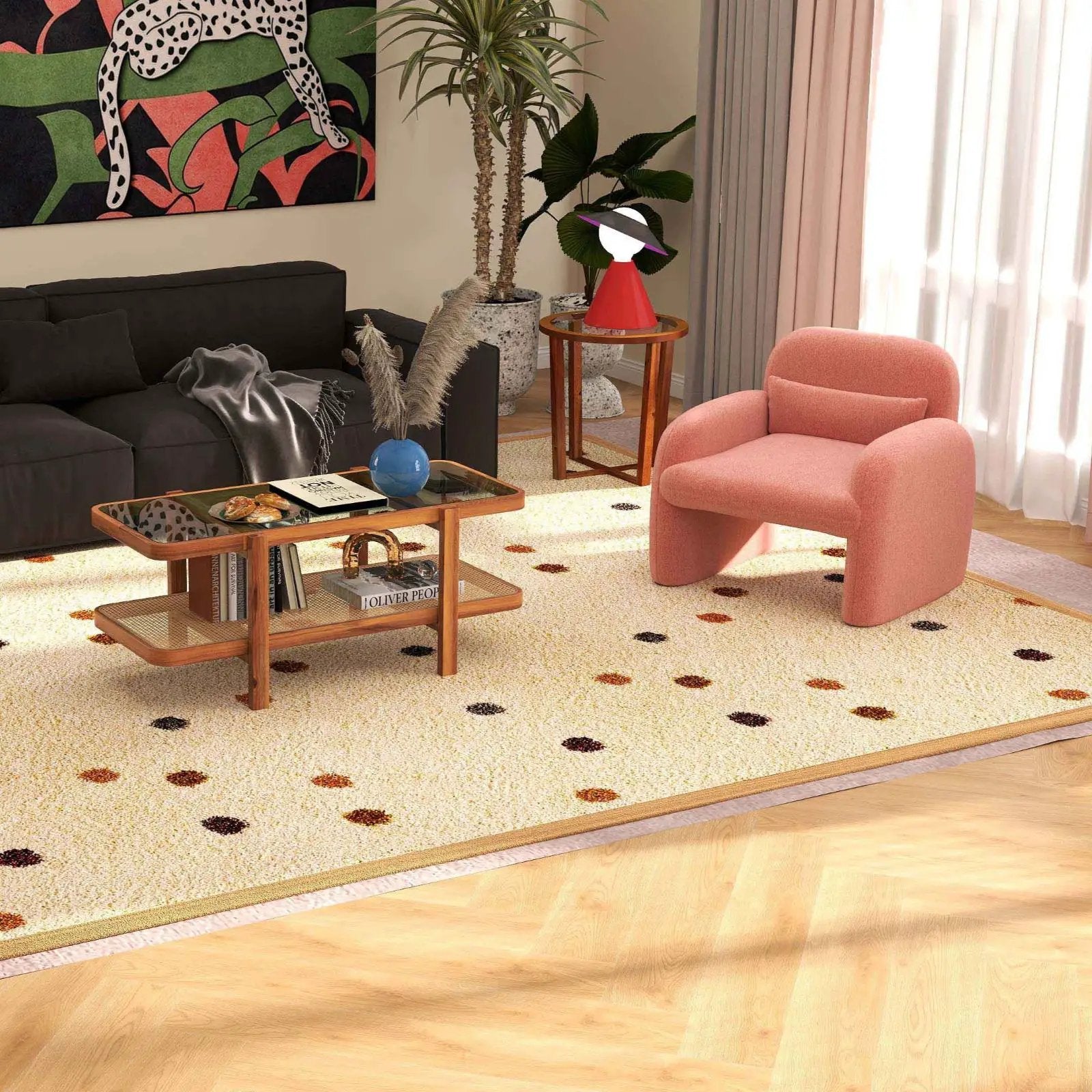 Modern Living Room Furniture Set (Bookcase + Coffee Table + End Table + Accent Chair) by DirectDeals