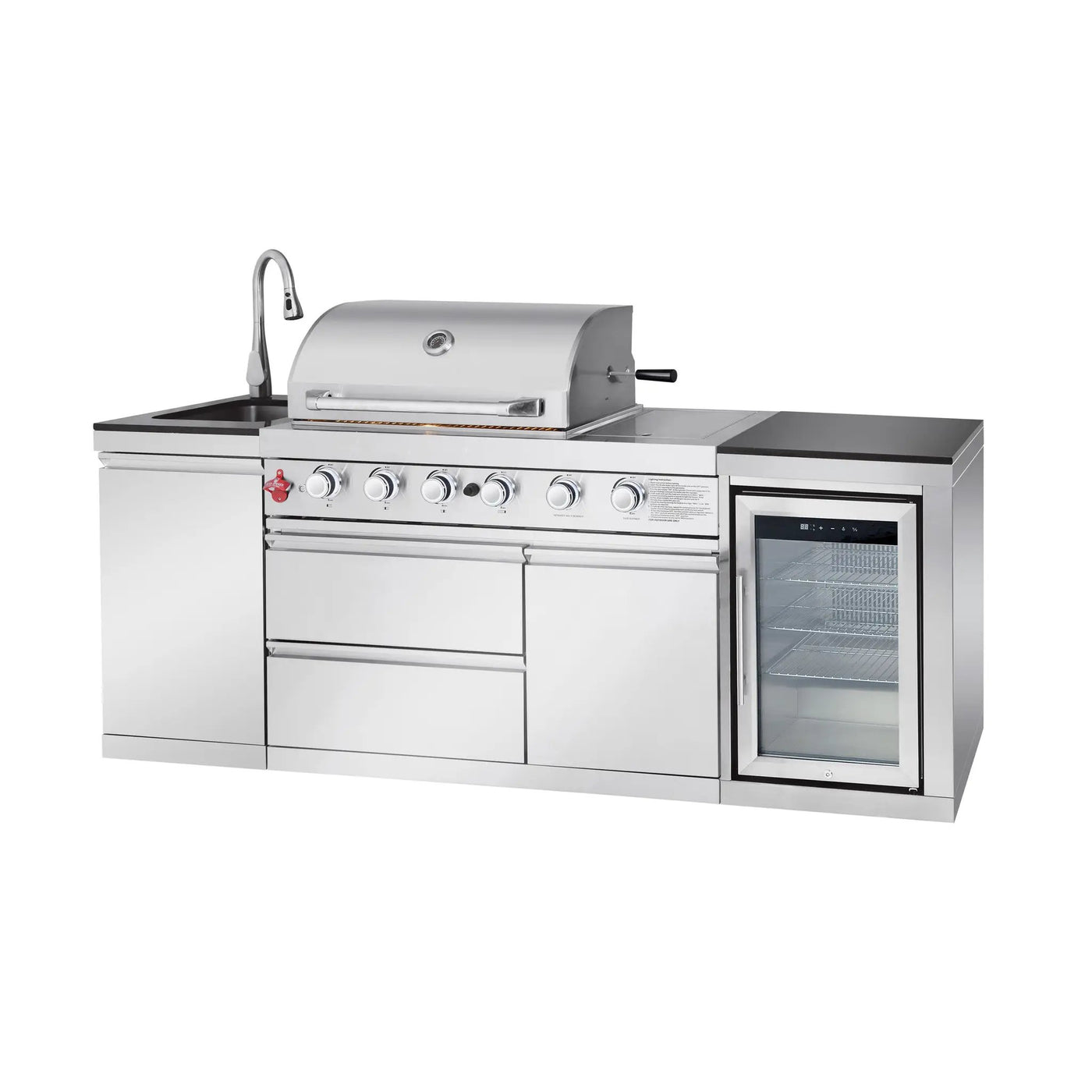 Outdoor Kitchen Island 85.2 Inch 4+1 Burner Propane Gas BBQ Grill 71500 BTU 304 Stainless Steel by HouseOfZazla