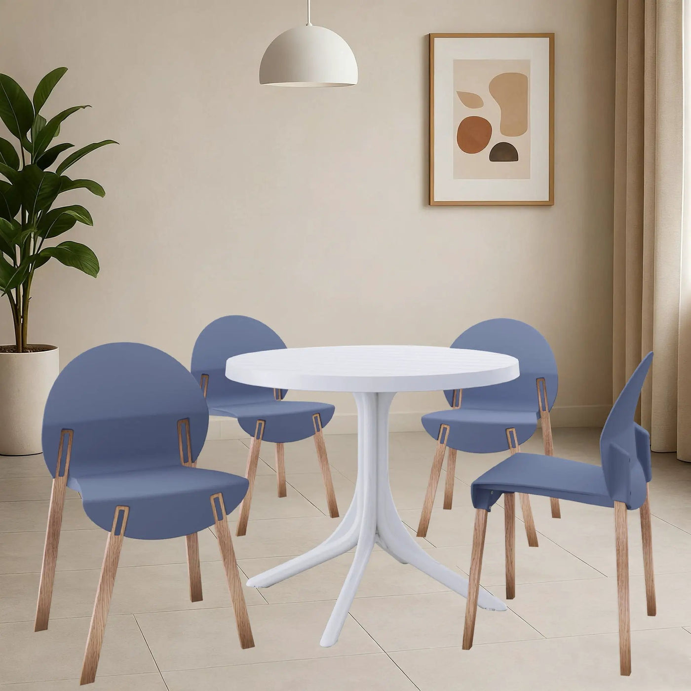 4 Piece Set Of Single Chairs, Traditional Elements With Round Table by HouseOfZazla