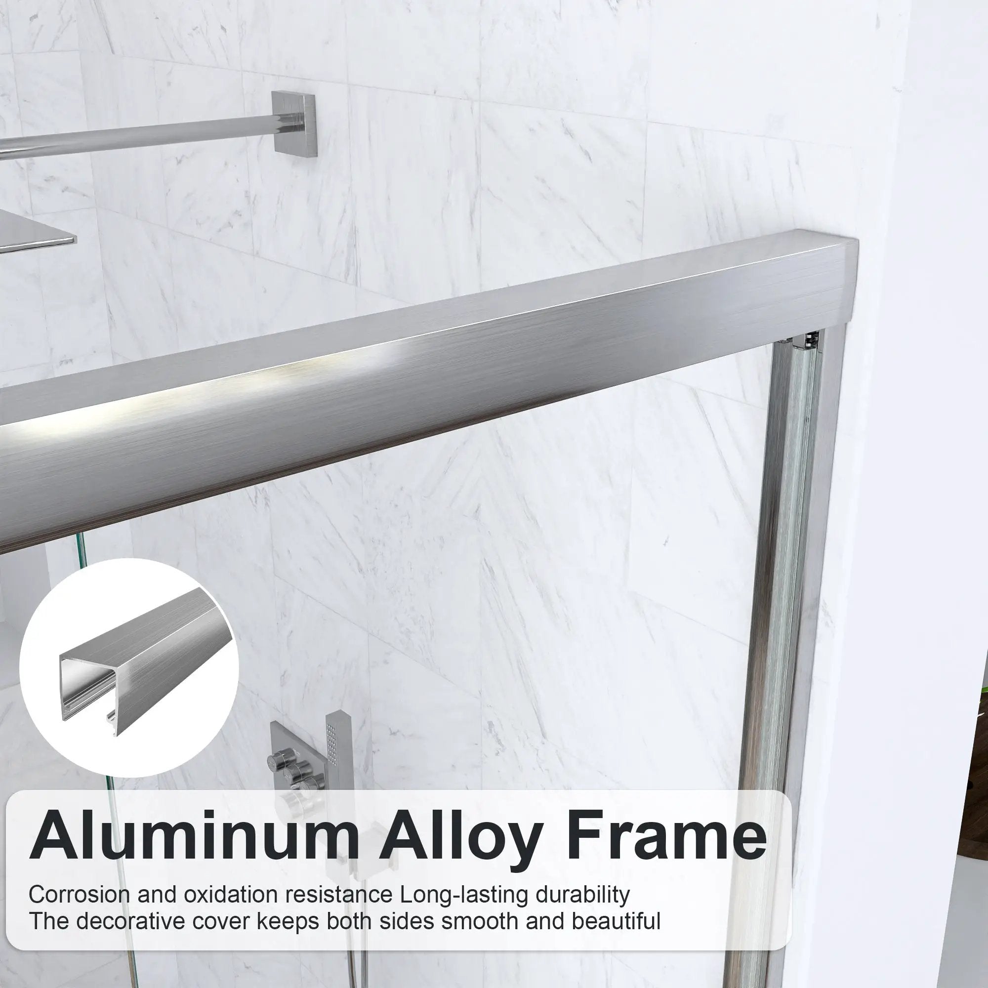 56-60"W x 60"H Semi-Frameless Double Sliding Shower Door by HouseOfZazla