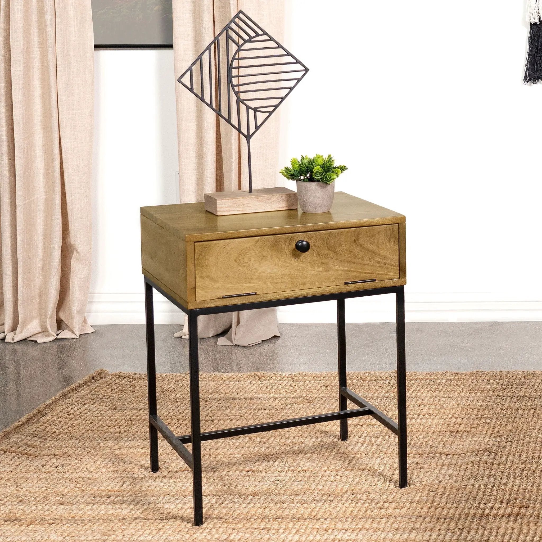 Wyrik - Rectangular Side End Table - Honey by HouseOfZazla