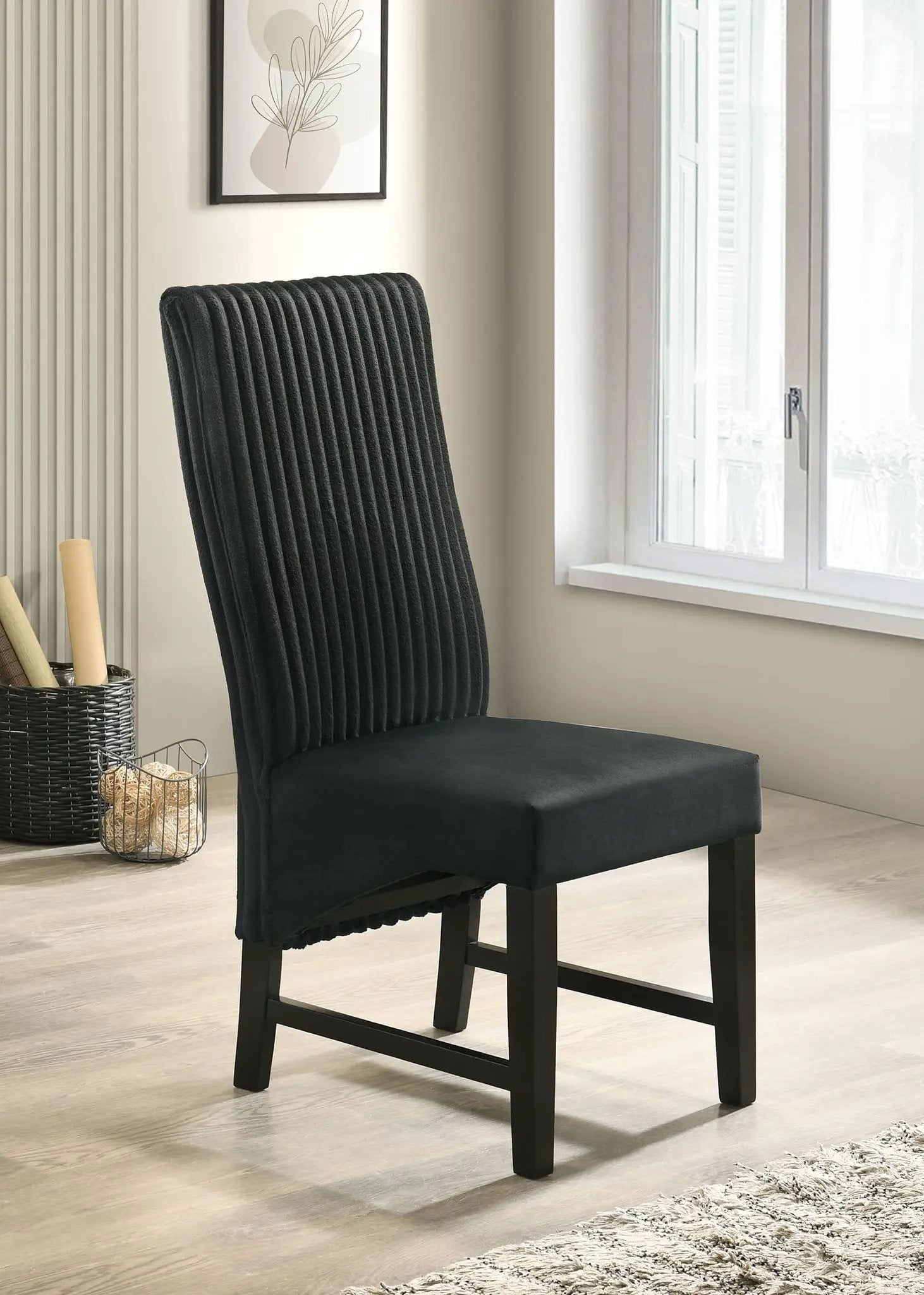 Barrand Upholstered Dining Side Chair Black (Set of 2) by Unique Piece Furniture