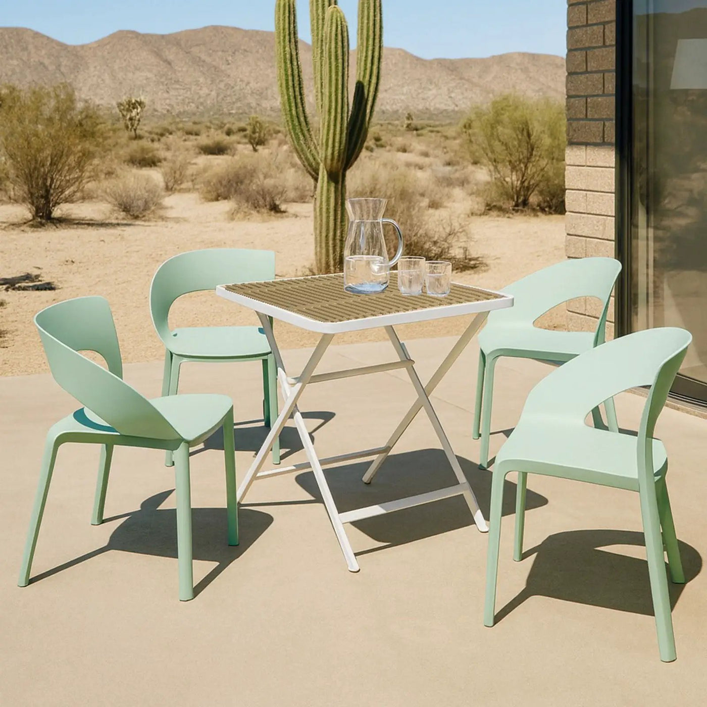 4 Piece Set Of Modern Designed Single Chairs With Folding Square Table by HouseOfZazla