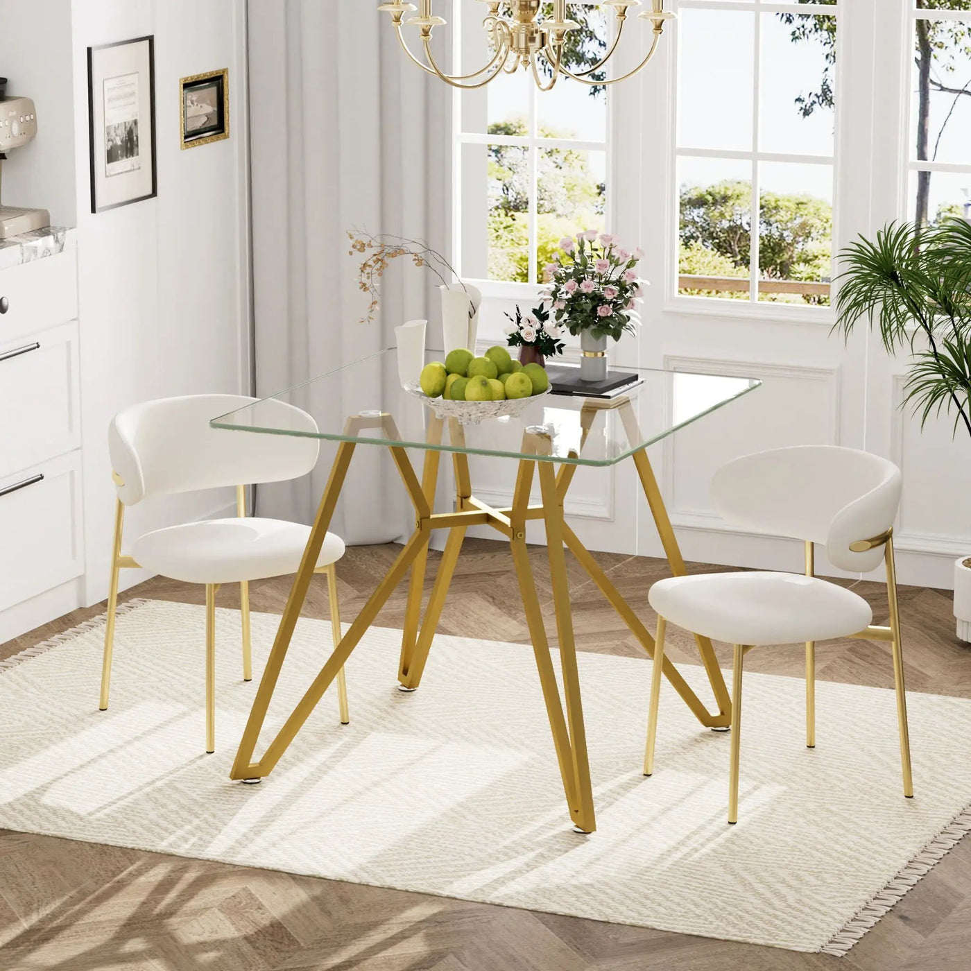 Modern Glass Dining Table With Metal Legs by Unique Piece Furniture