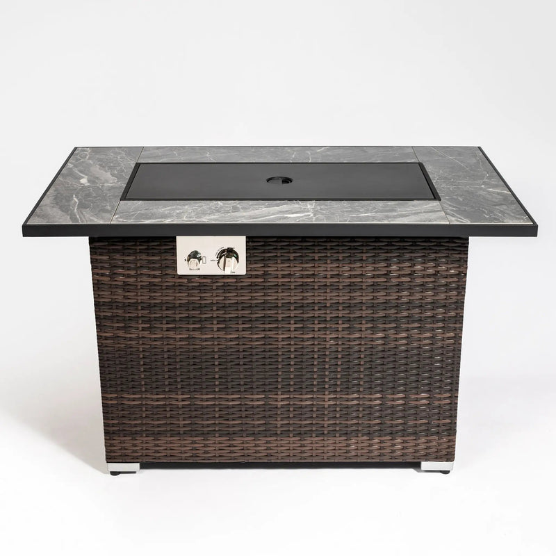 44' Propane Gas Fire Pit Table with Tile Top and Wicker Base by HouseOfZazla