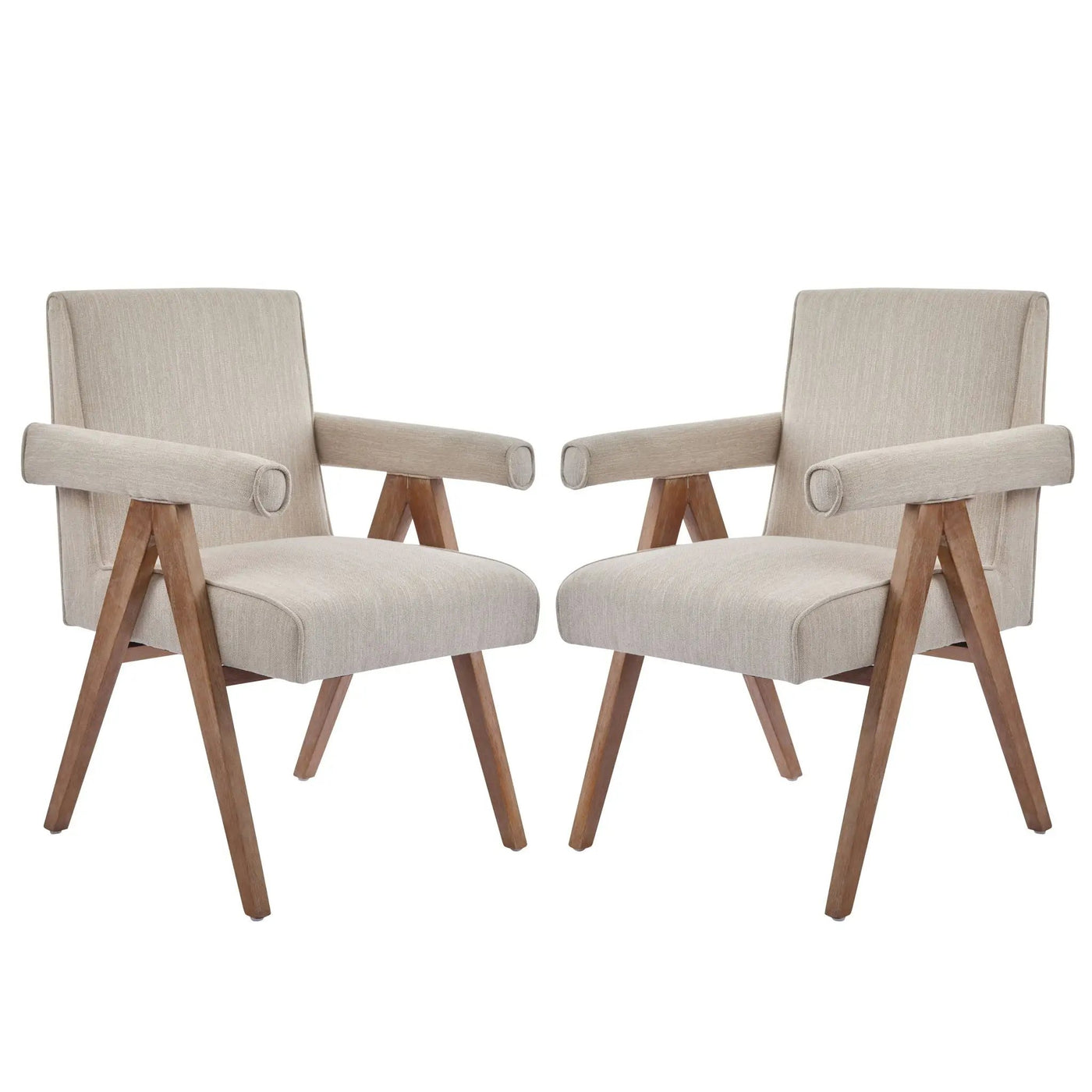 Contemporary Poppy Fabric Dining Armchair With Rubberwood Legs by HouseOfZazla