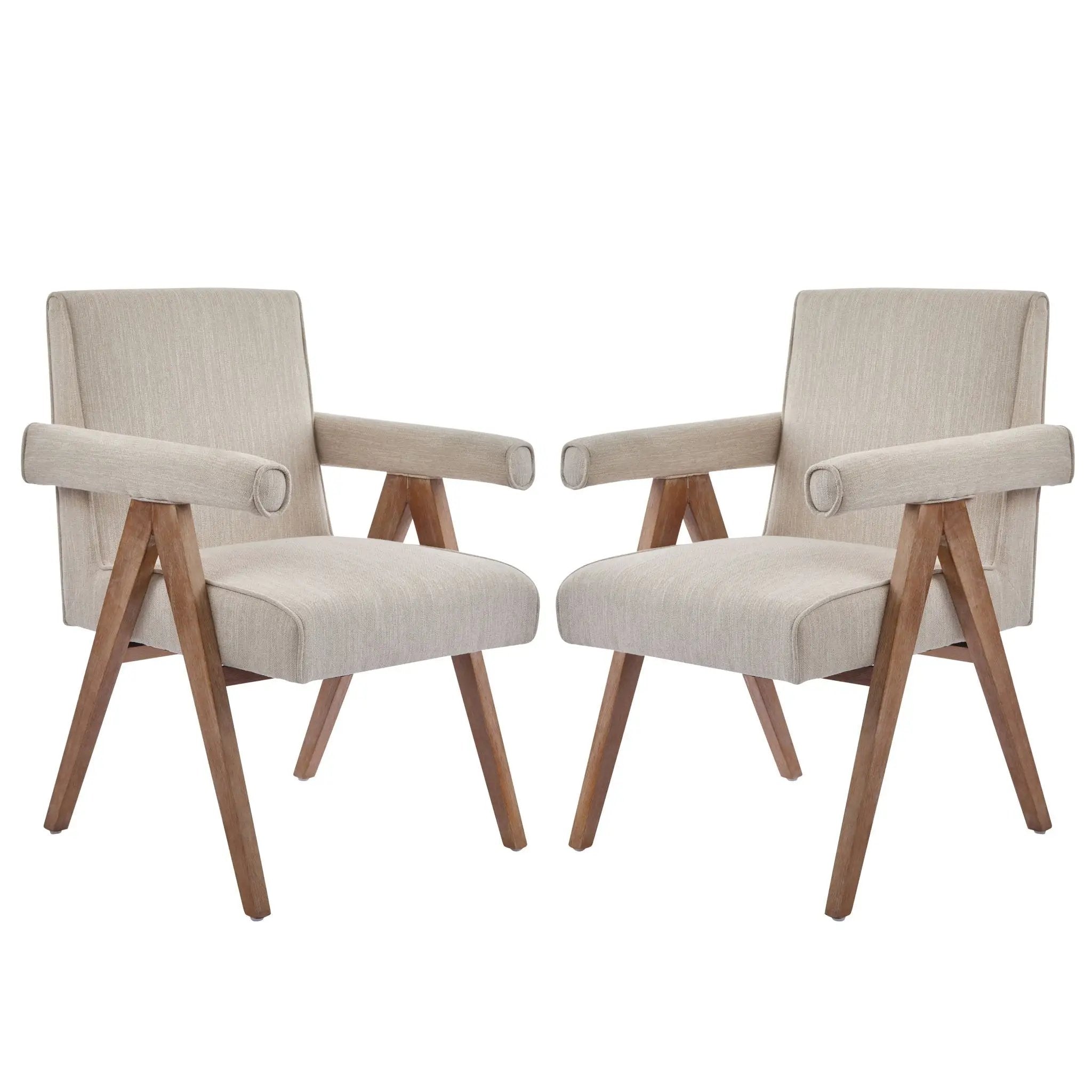 Contemporary Poppy Fabric Dining Armchair With Rubberwood Legs by HouseOfZazla