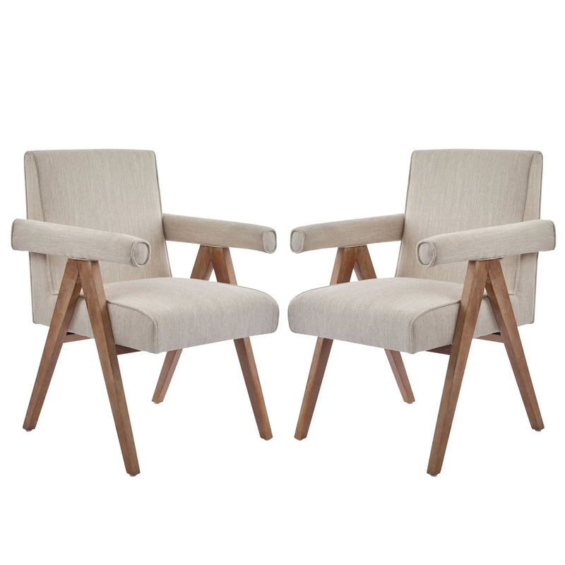 Contemporary Poppy Fabric Dining Armchair With Rubberwood Legs by HouseOfZazla
