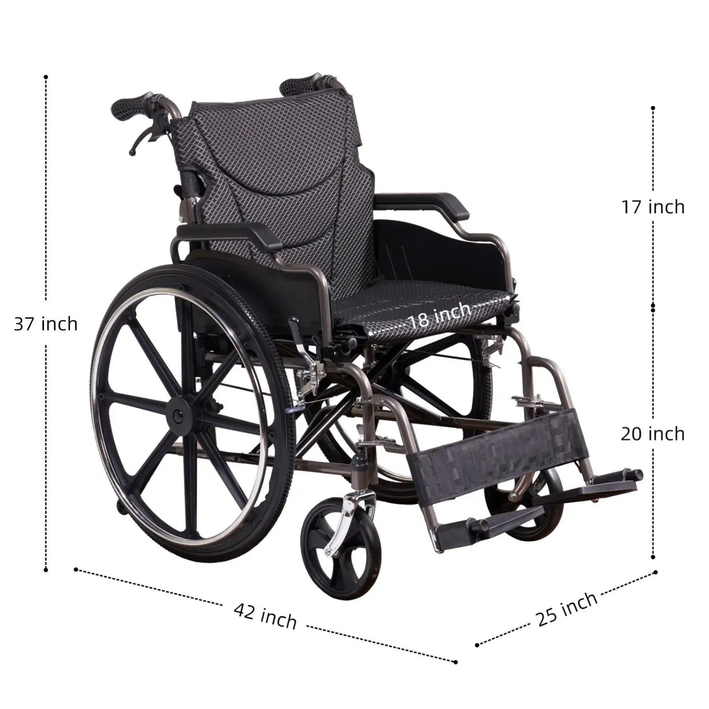 Lightweight Foldable Manual Wheelchair for Adults with Double Brakes by HouseOfZazla