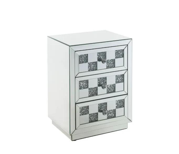 Noralie - 18" X 14" Accent Table With Faux Diamonds - Mirrored by Unique Piece Furniture